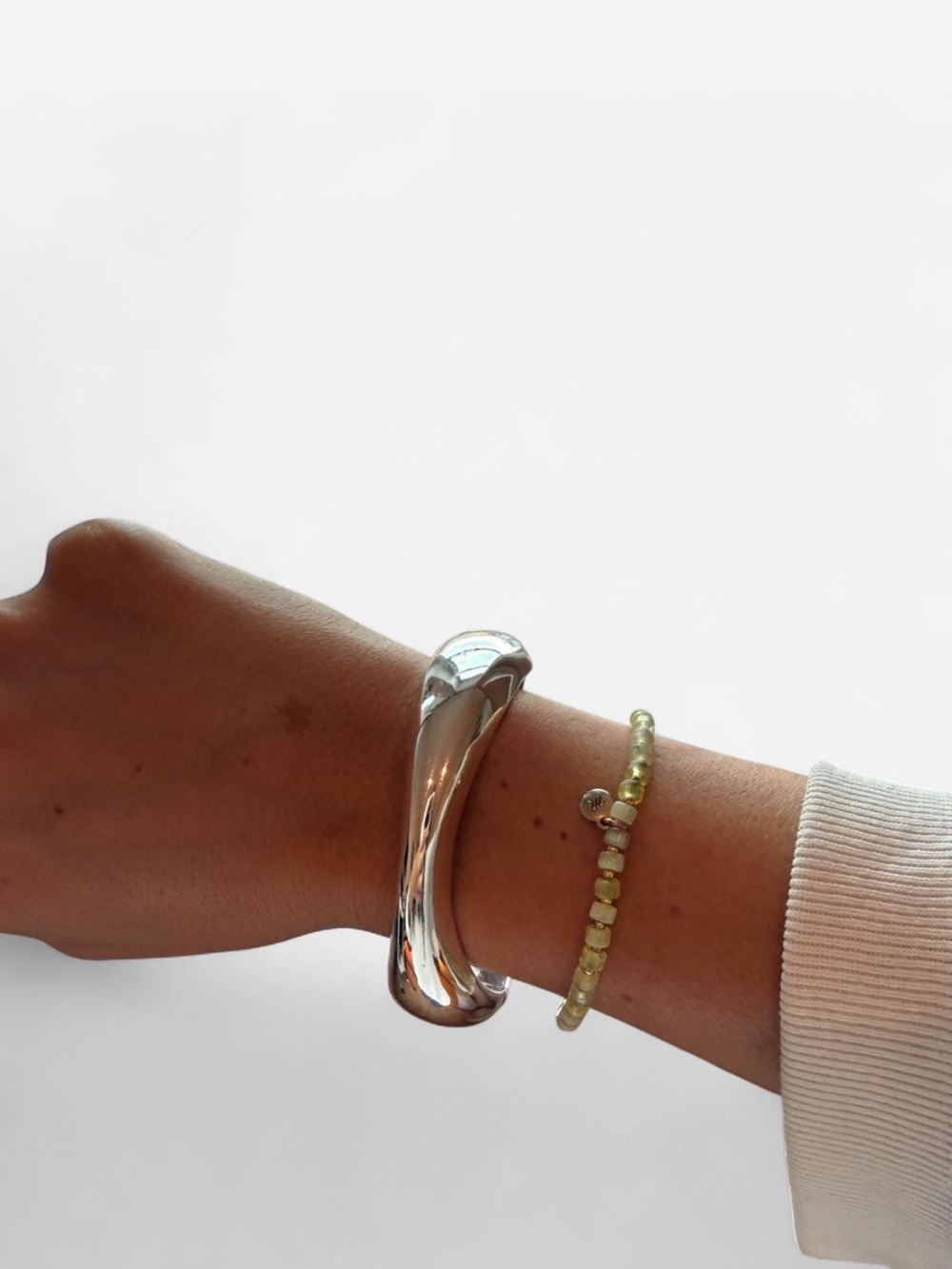 Chunky Sculptural Hinged Bangle Bracelet in Silver-Tone
